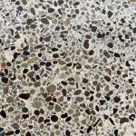 Exposed aggregate concrete work surface